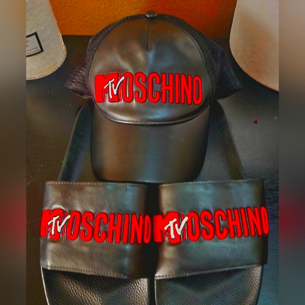 Rare H&M MTV Moschino collaboration matching snapback and slides